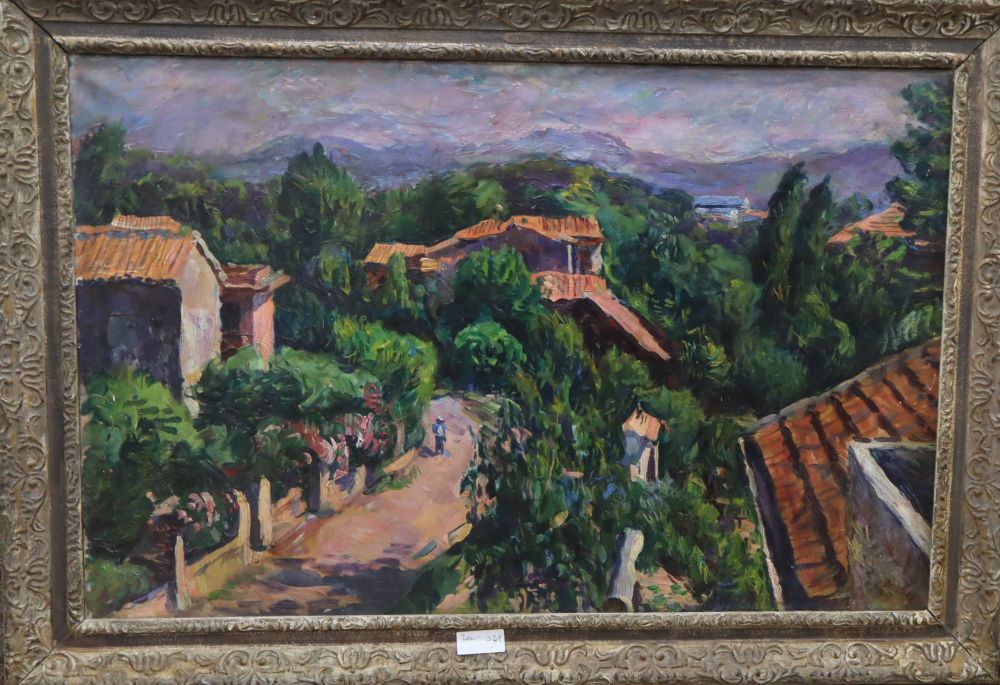 Arthur Forbes Dalrymple (1912-1970), oil on canvas, La Napoule, Alps Maritimes, Bourlet label verso and R.H.A. label verso, 59 x 91cm